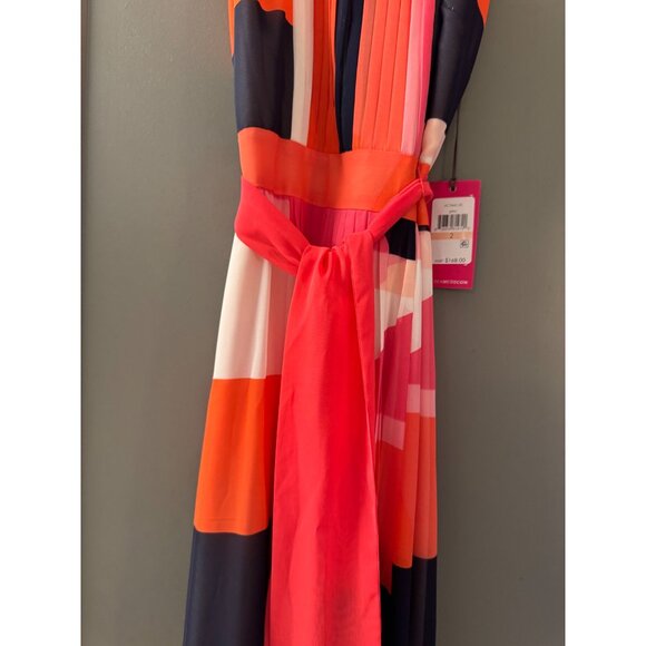 Vince Camuto Colorblock Pleated Halter Maxi Dress Size 2 Multicolor Pink/Orange/ - Picture 6 of 10